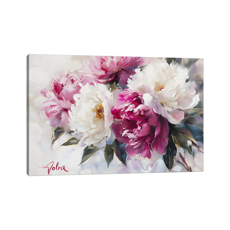 Pivoines blanches et roses - impression d'art mural