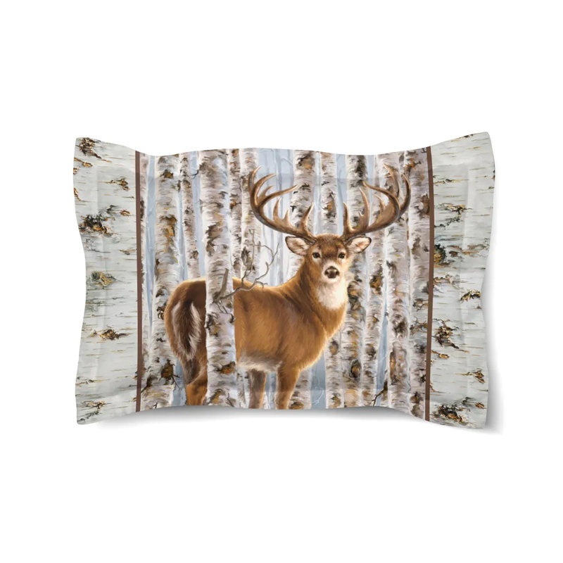 Buck In Birches Microfiber / Microsuede Pillow Sham, Standard/Twin