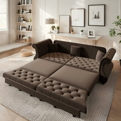 Canapé-lit surdimensionné en velours Chesterfield 97,6 po