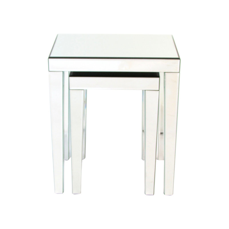 Quinnlynn Mirrored Glass Top Nesting Tables