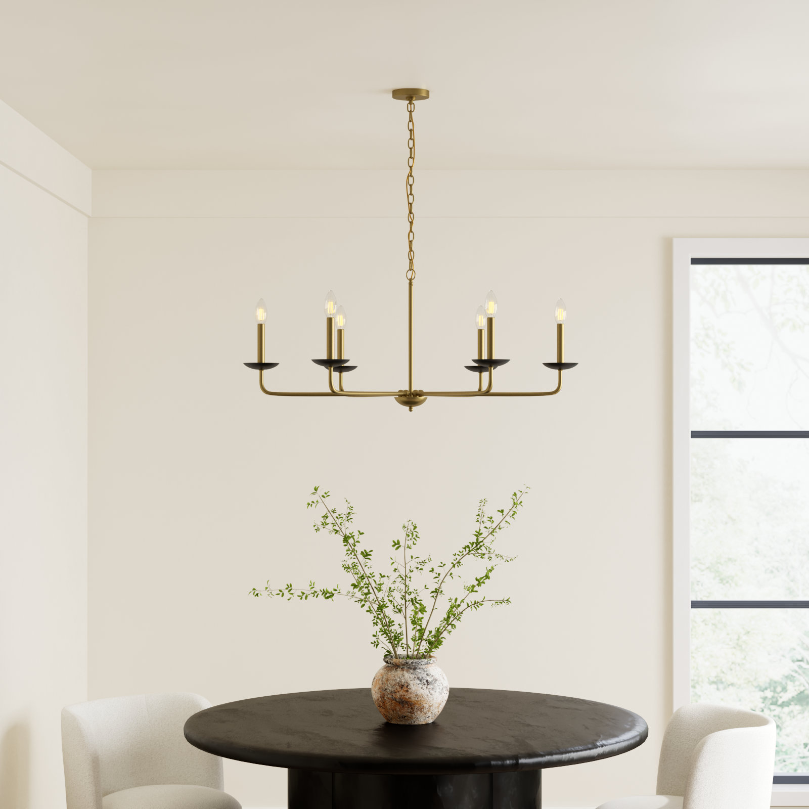 Baltray 6-Light Chandelier, Black/Brass, 18.5" H x 42" W x 42" D