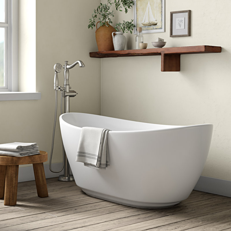 Labrusca 62'' x 28.3'' Soaking Fiberglass Bathtub, Polished Chrome