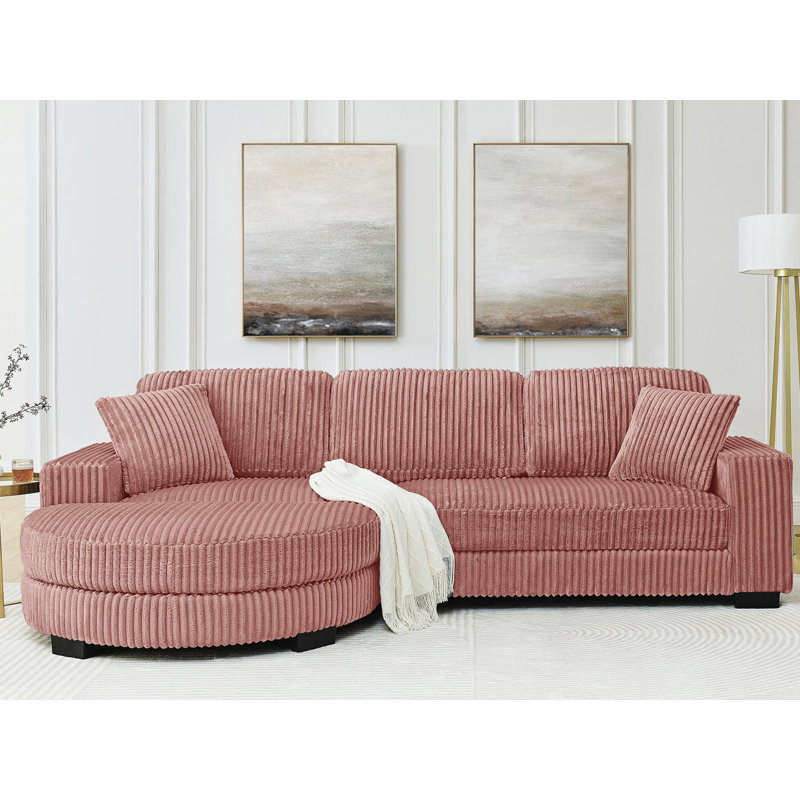 Canapé modulaire 2 pièces rembourré, Pink Corduroy