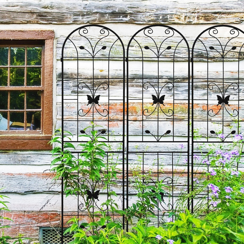 Paquet de 4 treillis de jardin en métal, Noir