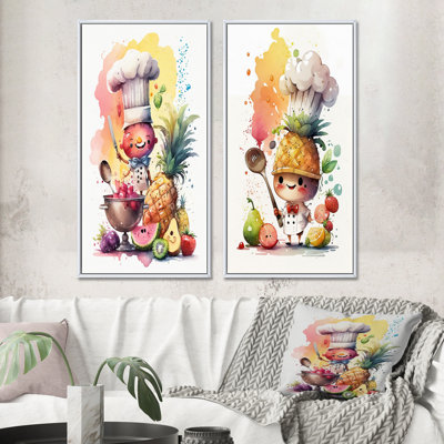 «Cute Chef Cooking With Fruit», 2 pièces sur toile