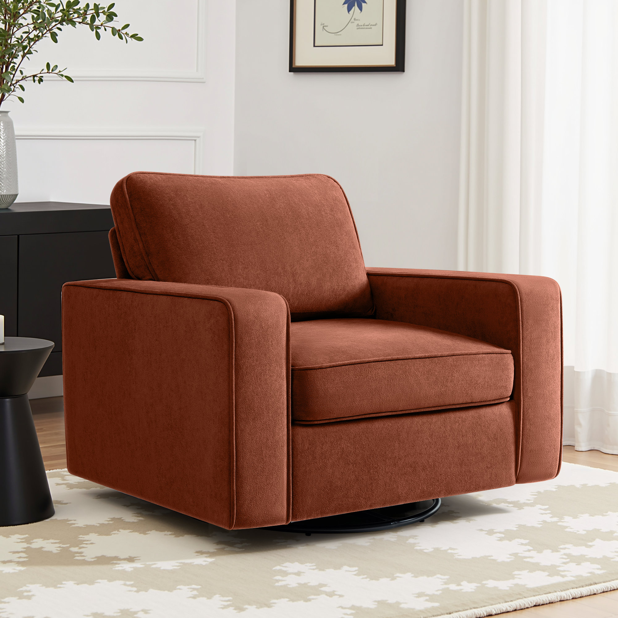 Ebern Designs 36.2" Wide Upholstered Swivel Accent Armchair & Reviews | Wayfair