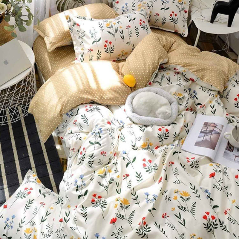 Microfiber Floral Duvet Cover with Pillowcases