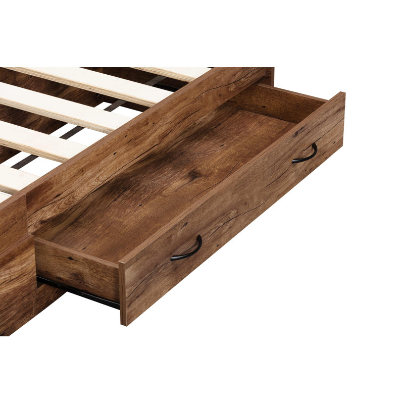 Lit matelot simple avec tiroirs, Brun