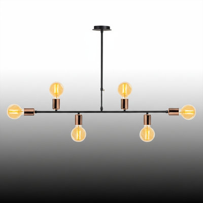Lustre spoutnik linéaire moderne à 6 lumières