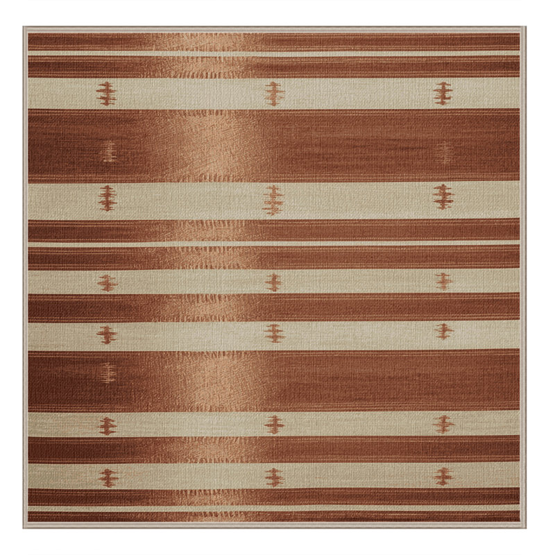  Tapis ivoire lavable rayé en cuivre, Carré 7 pi
