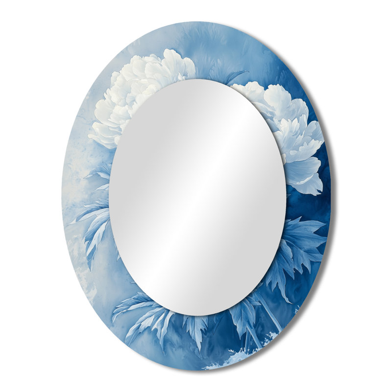Pivoine Frost Kissed I - miroir mural ovale traditionnel, 43 po x 33 po