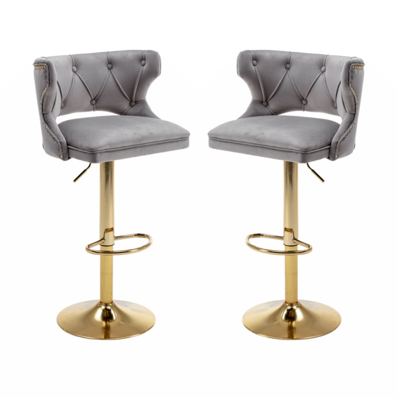 Tabouret pivotant à hauteur réglable Lounell, Gris
