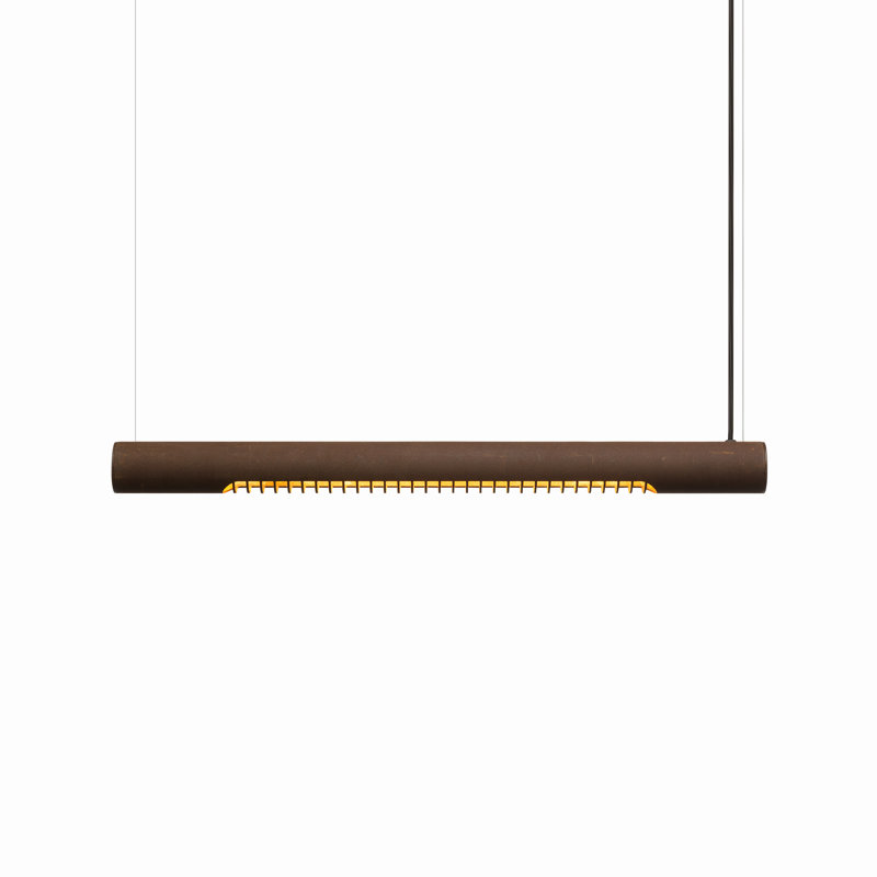 Roest Industrial Linear Steel Pipe Pendant Light for Table or Island, 2.5" H x 29.5" W x 2.5" D, Natural
