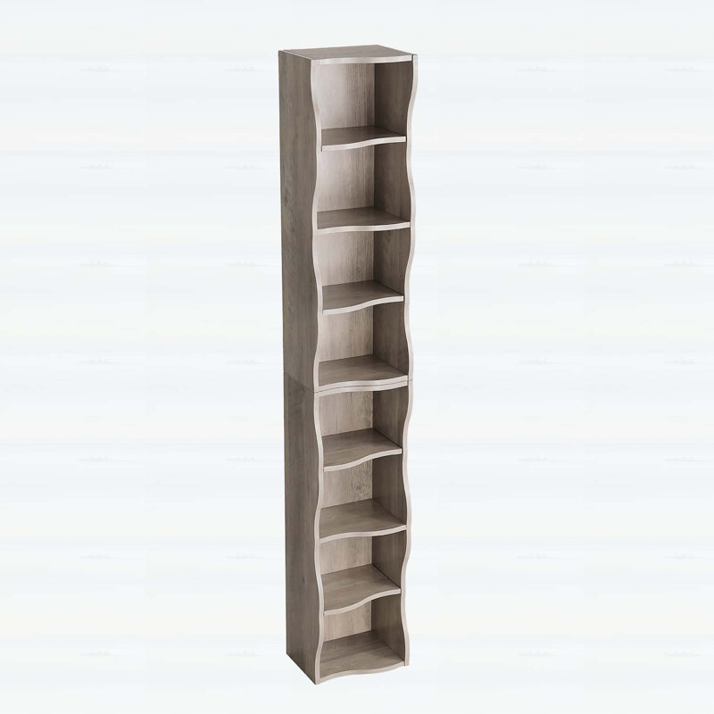 Bibliothèque mince réglable à 8 couches avec bordure ondulée, idéale pour le bureau personnel et le rangement multifonctionnel