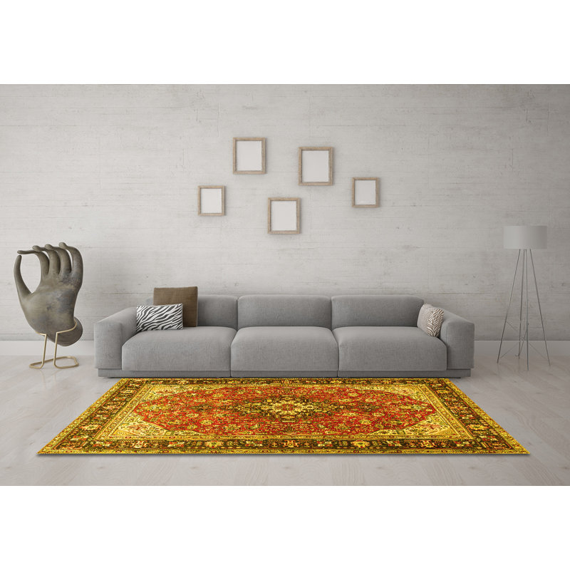 Washable Floral Indoor Rug, Round 8'