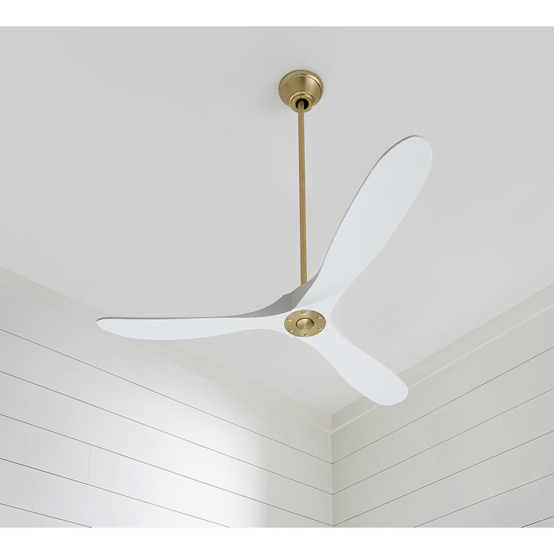 Maverick Downrod Ceiling Fan, Burnished Brass with White Blades, 60 inches