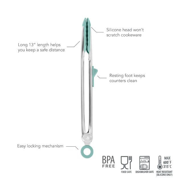 Silicone Tip Top Tongs - Light Aqua, Light Aqua