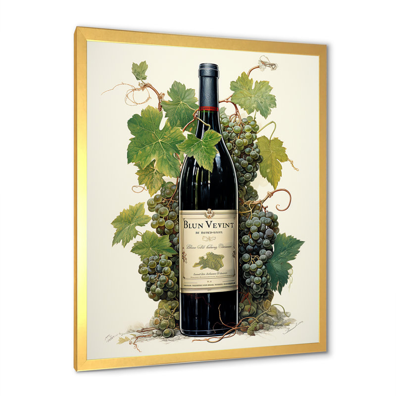 «French Red Wine Bordeaux Bounty I» sur toile, H 40 po x l 30 po x P 1,5 po, Cadre doré simple