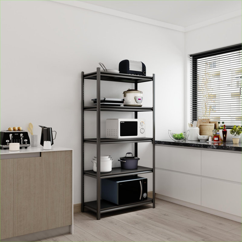 Étagère de rangement réglable en métal noir mat à 5 niveaux 39,37 x 19,68 x 63 pouces pour le garage et l'organisation à la maison