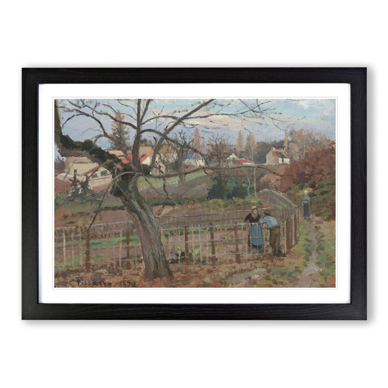 The Fence 1985.64.31 by Camille Pissarro - Picture Frame Painting, 36cm H x 48cm W x 2cm D, Black