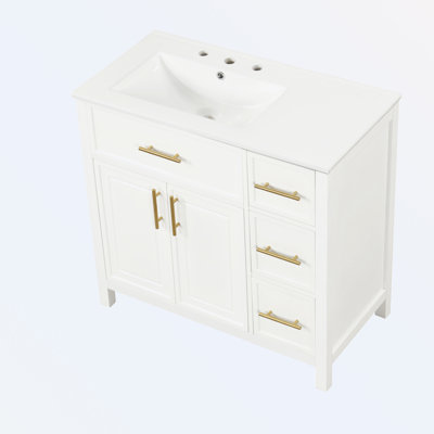 Bathroom Vanity with Sink Top, Two Doors and Three Drawers