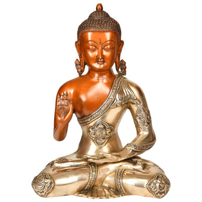 Bouddha tibétain Bouddha avec Ashtamangala sur sa robe