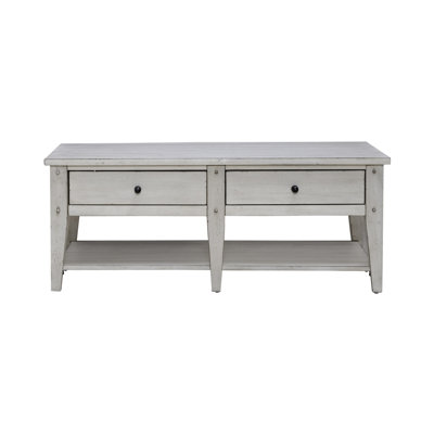 Laron Rectangular Cocktail Table w/ Two Push-Through Drawers