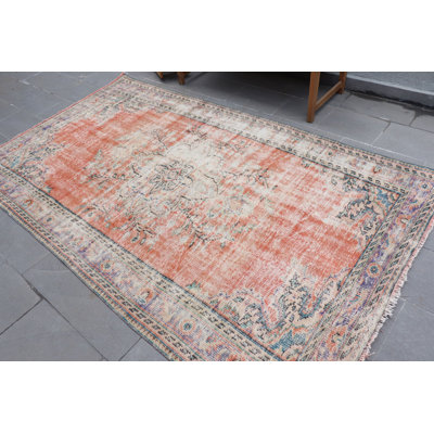 Large Vintage Turkish Oushak Wool Rug in Vibrant Orange for Bohemian Living Room Decor