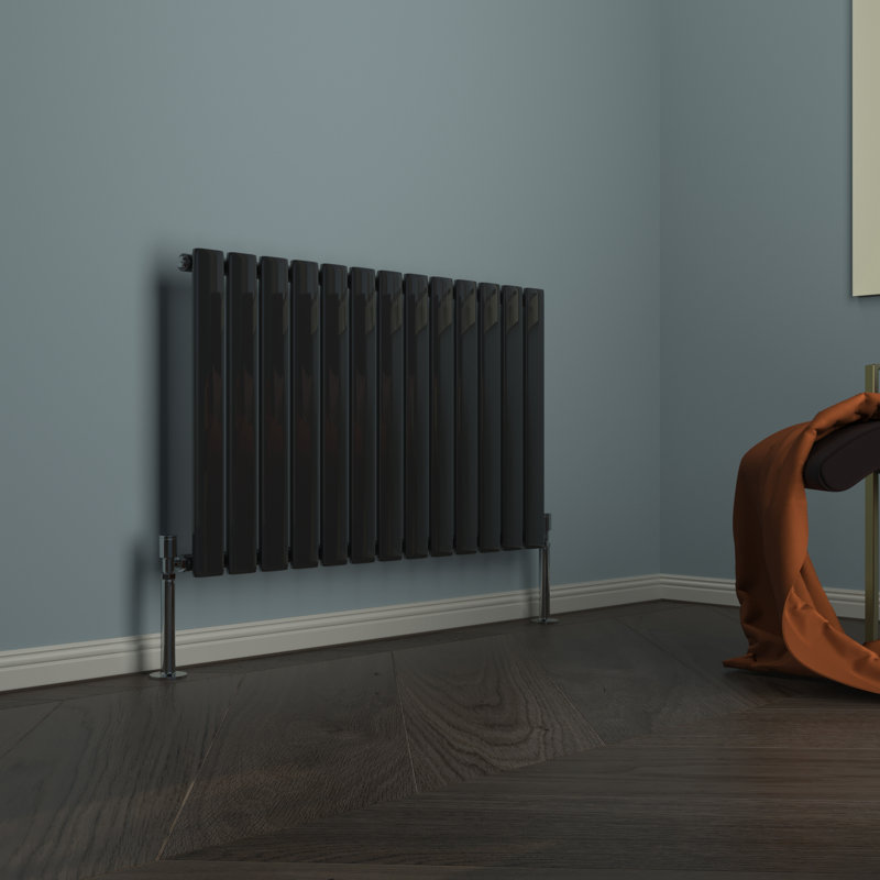 Alvin Vertical Designer Radiator, 60 x 88 cm Single, Black