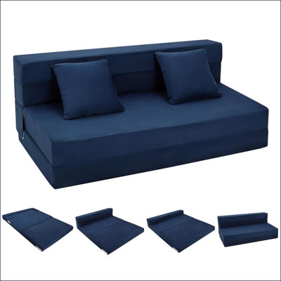 Convertible Folding Sofa Bed, Futon Sleeper Chair with Pillow, High-Density Memory Foam Sofa Bed, Foldable Mattress for Living Room/Dorm/Apartment, Queen Size