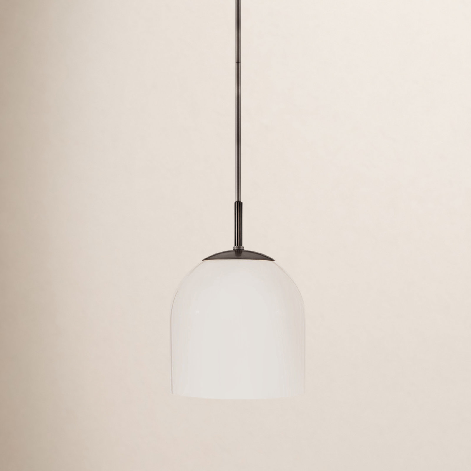 Single Light Glass Steel Pendant, Black Oxide