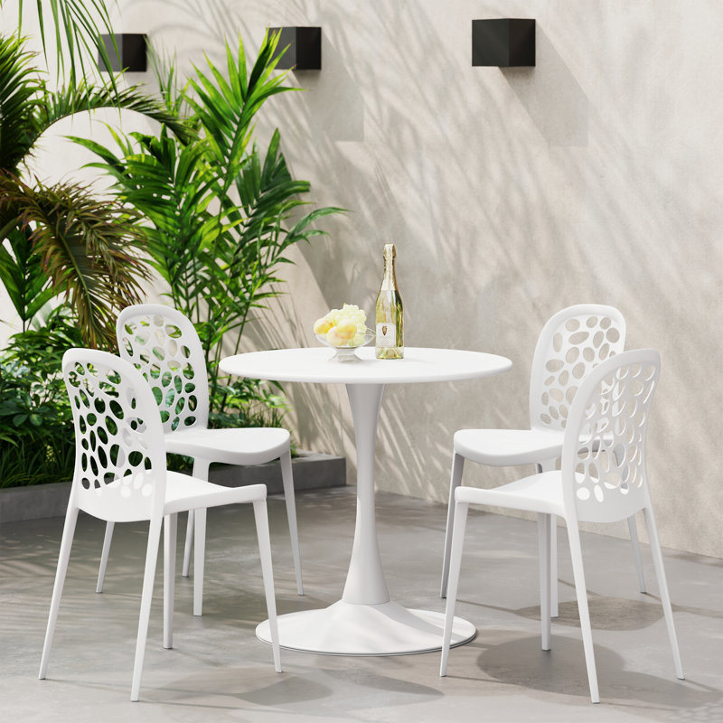 Outdoor Round Dining Set, White
