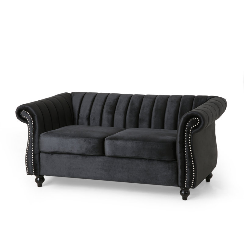 Canapé rembourré 61,75 po, Velours noir