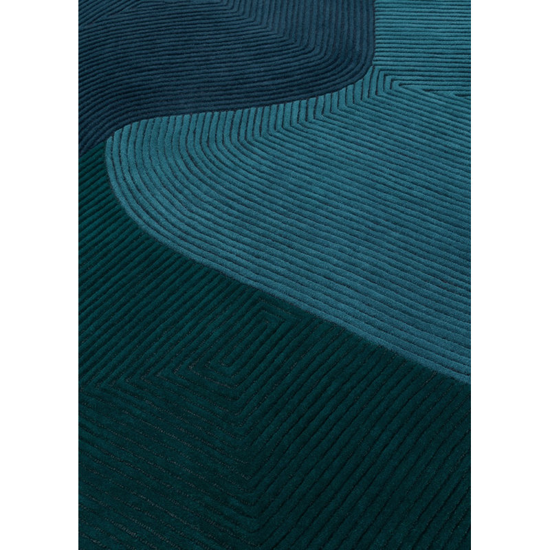 Tumulus Hand Tufted Wool Area Rug in Blue/Teal/Green, Novelty 7'8" x 7'10"