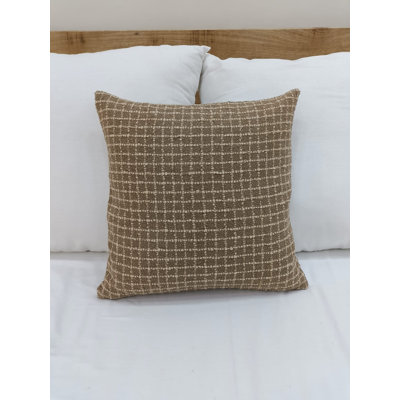Handmade Brown Checked Cotton Cushion Cover
