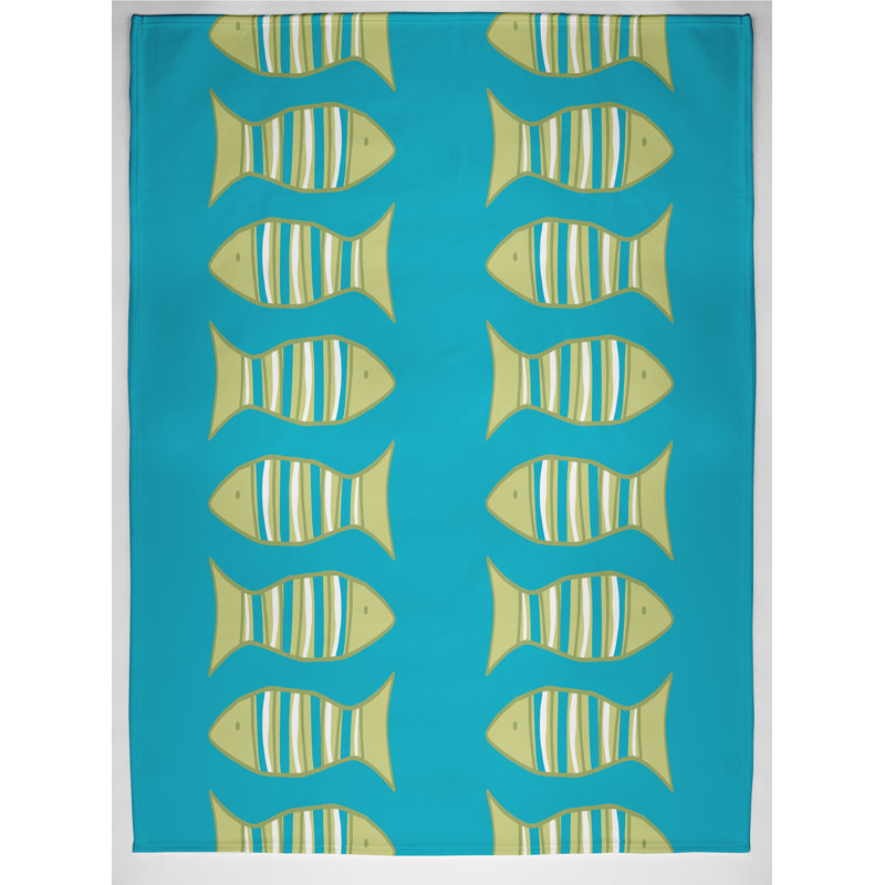 Howell Plain Weave / Muslin Throw Blanket, Turquoise/Yellow