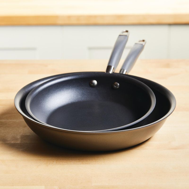 Anolon Advanced Home Hard Anodized Nonstick Frying Pan Set, 10.25 Inch And 12.75 Inch, 2-Piece, Gray