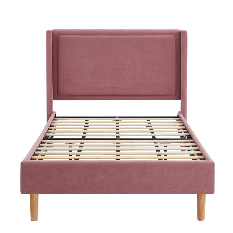 Lit simple tapissier Callie Kids, Pink Velvet