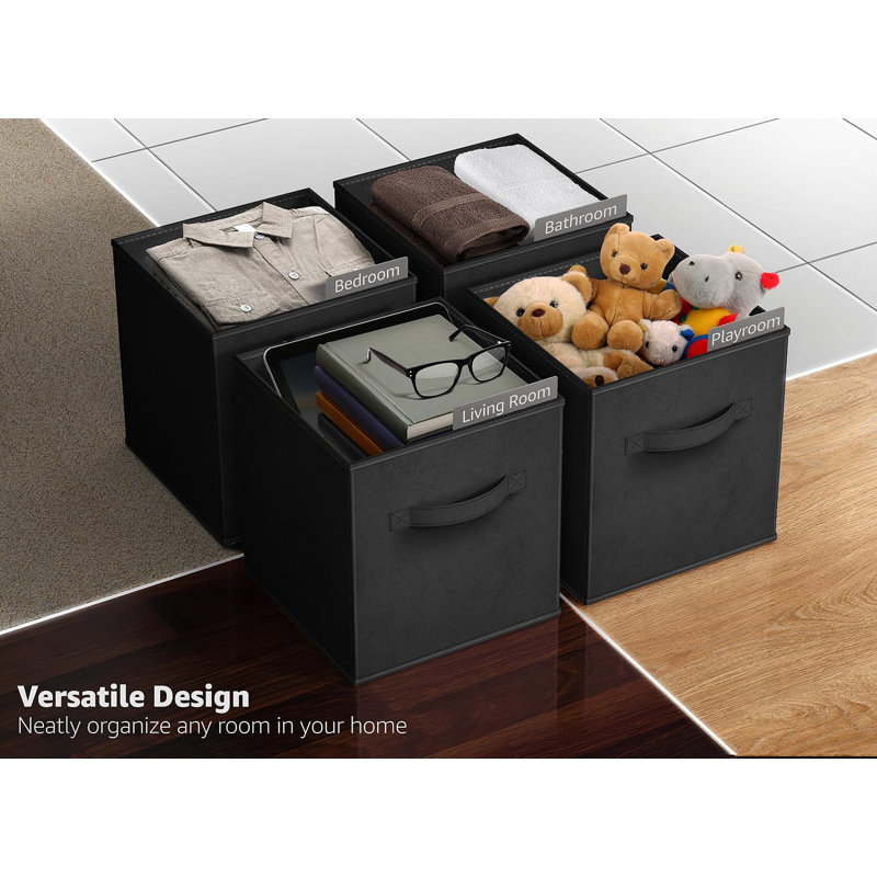 Sorbus 11" Foldable Storage Cubes with Handles, Black