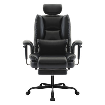 Office Chair Ergonomic Pu Leather Computer Chair High Backrest Ergonomic Desk Chair With  Headrest Wide Office Chair