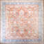 Beautiful Soft Coral Color Antique Tribal Design Cotton Agra Square Room Size Rug