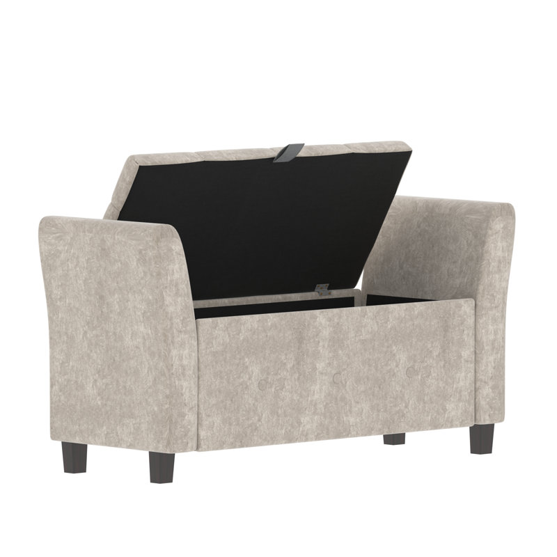 Charlotte Upholstered Storage Ottoman, Toy Storage, Stool, Seat, UKFR Certified, Champagne