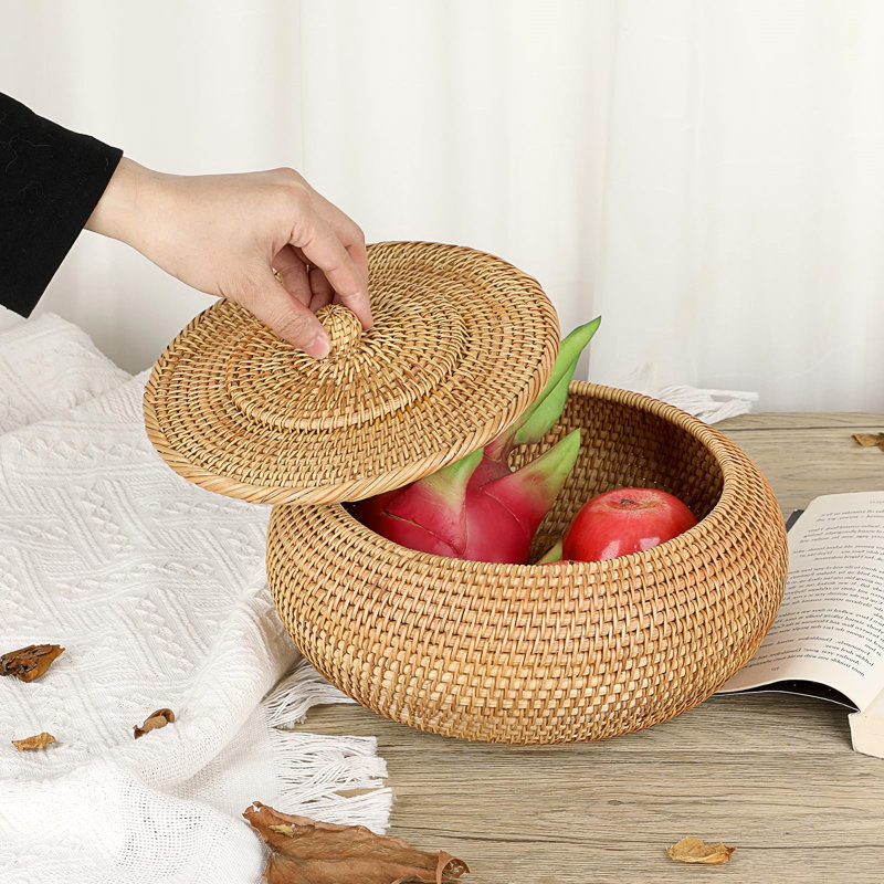 Round Rattan Boxes with Lid