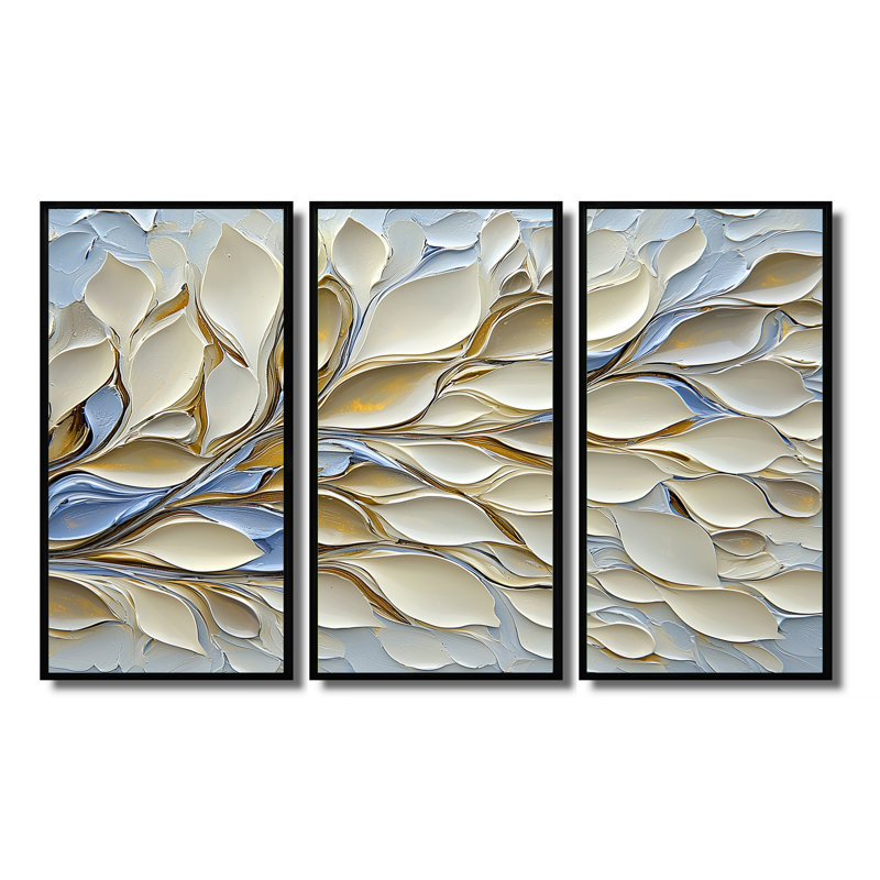 Purple Pathway Of Flower Petals II - Abstract Botanicals Wall Art Print Set, Black, Floater Framed Print, 28" H x 36" W