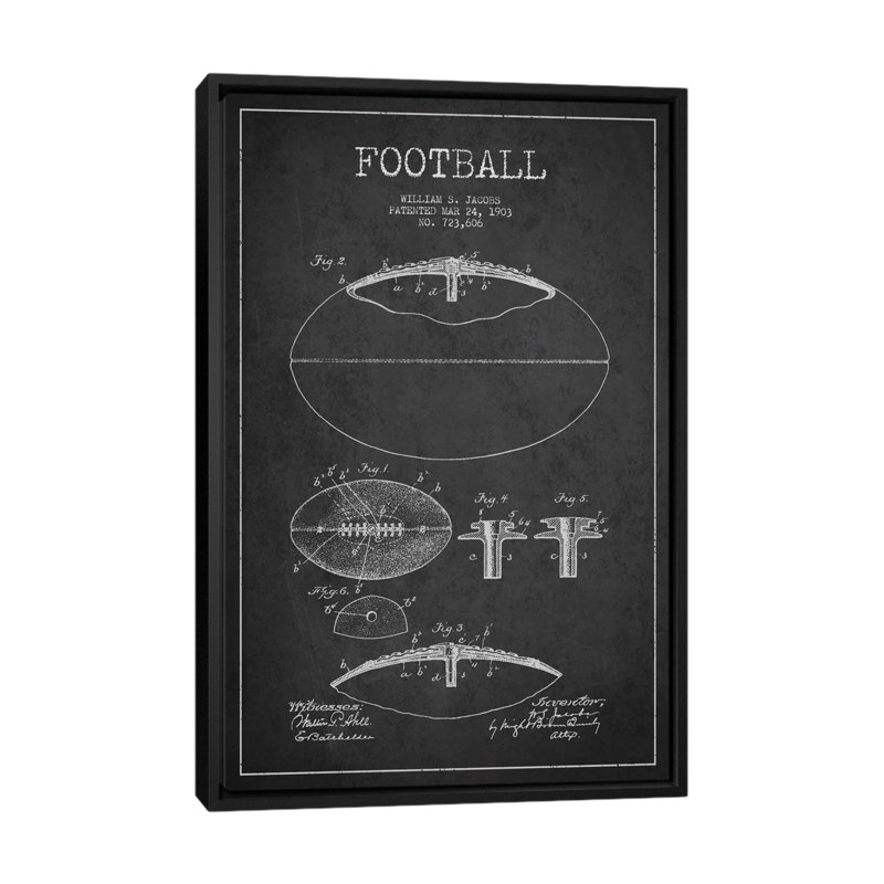 « football charbon », impression sur toile tendue, Toile avec cadre noir, Pas de tapis, H 26 po x l 18 po x P 1,5 po