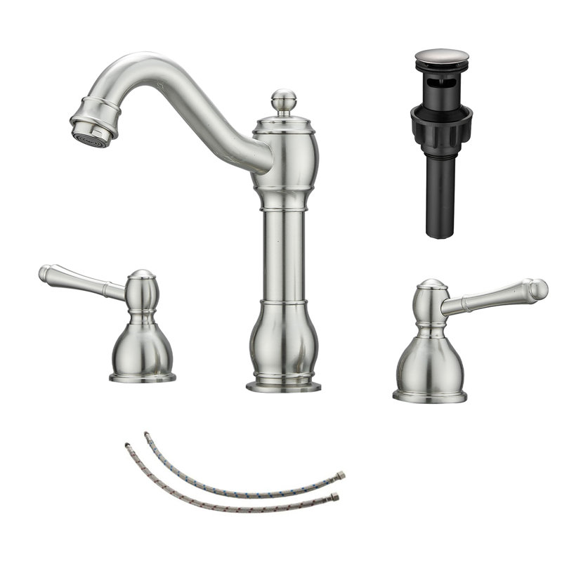 2-handle Bathroom Faucet with Drain Assembly, Brushed Nickel