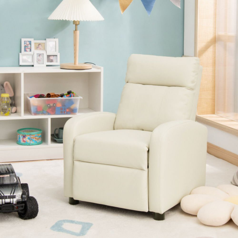 Cozy Kids' Reclining Chair w/ Adjustable Backrest & Footrest & Side Pocket  Brown