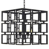 Cubic 4 - Light Unique / Statement Rectangle / Square Chandelier Wrought Iron Accent