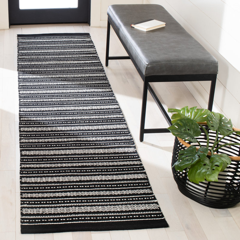 Spenser Flat Weave Cotton Striped Rug, Runner 2'3" x 9'