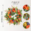 Couronne artificielle 19,7 pouces avec roses oranges, mini citrouilles, eucalyptus et chardon, décoration de la porte de l'Action de grâce